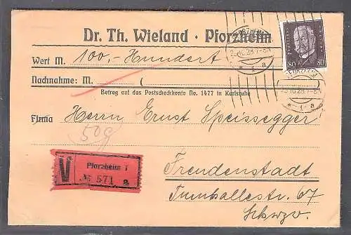 DR. Mi.-Nr. 422 EF. auf Wertbrief