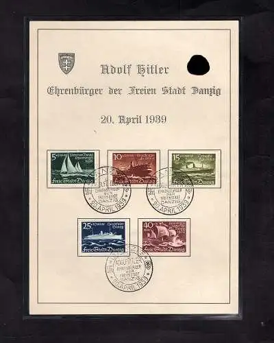 Danzig, Gedenkblatt mit Mi.-Nr. 284-288