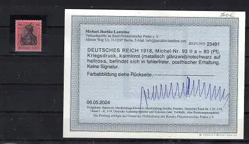 DR. Mi.-Nr. 93 II a postfrisch  KB. Jäschke-LBPP.