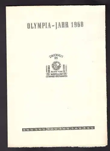 DDR - Gedenkblatt, Olympia-Jahr 1968 Zwickau, noch nicht katalogisiert.