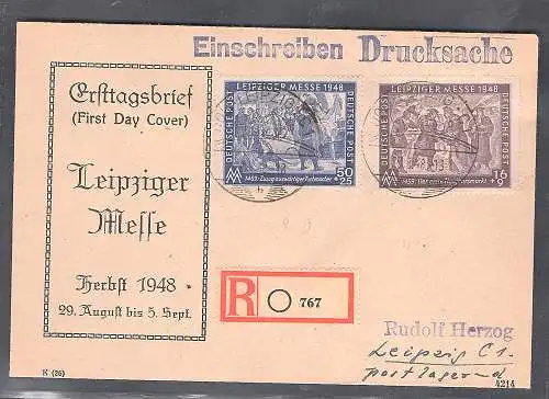 SBZ. All. Ausgaben Mi.-Nr. 198+199  FDC, als R-Drucksache gelaufen.