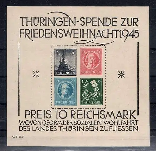 SBZ- Thüringen., Mi.-Nr. Block 2 x (IV),  postfrisch, FA. Dr.JaschBPP.