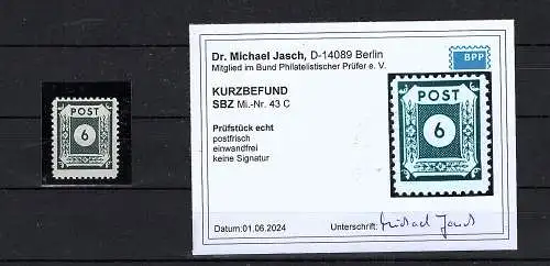 SBZ-Ost-Sachsen Mi.-Nr.  43 C post, KB. DR.JaschBPP: