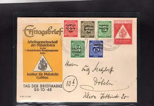 SBZ. , FDC, Mi.-Nr. 228 Von 23.10.1948  + Mi.-Nr. 207-211