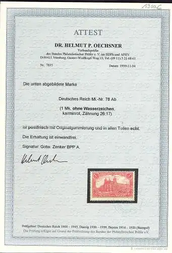 DR. Mi.-Nr. 78 Ab postfrisch, FA, OechsnerBPP.