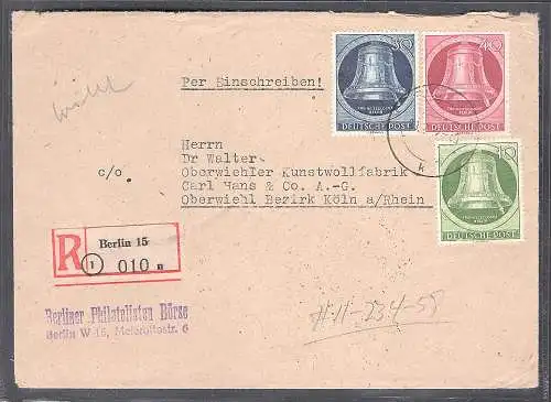 Berlin  R-Fernbrief mit Mi.-Nr. 83 , 85-86 mit Ak-St.