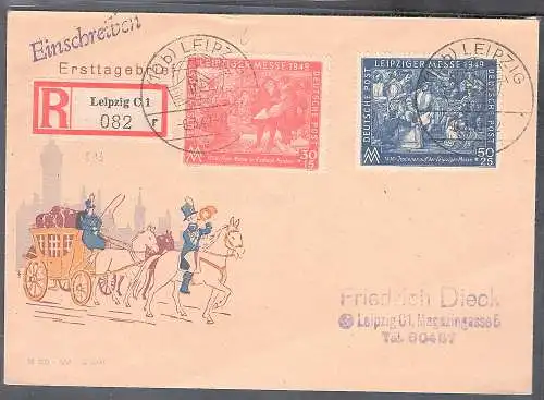 SBZ. All. Ausgaben FDC. Mi.-Nr. 230-231. als R-Fernbrief gelaufen mit Ak-St.