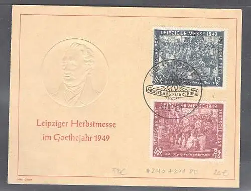 SBZ. Ereigniskarte Leipziger Messe 1949 mit Mi.-Nr. 240-241/FDC.