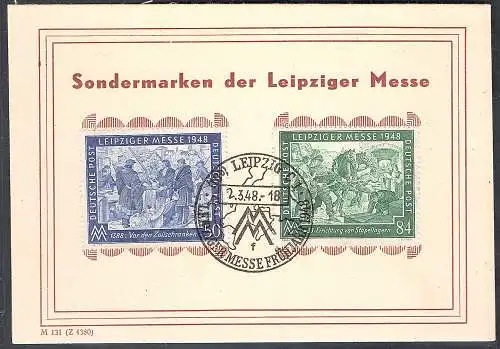 Ereigniskarte Leipziger Messe 1948 mit Mi.-Nr. 967-968/FDC.