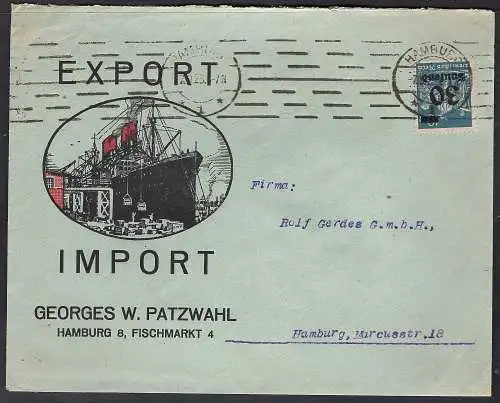 DR. Reklamebrief Export-Import georges W. Patzwahl Hamburg.