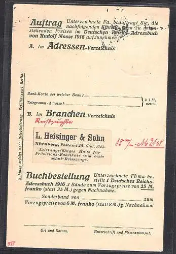 DR. Reklamekarte Verlag des deutsches reichs-Adressbuchs Rudolf Messe, Berlin