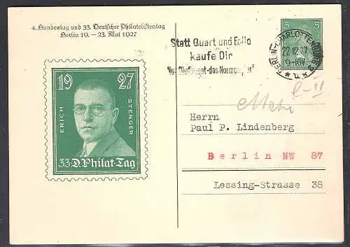 DR. Privat-Ganzsache, PP 101-C3/08 4. Bundestag und 33 Dt. Philatelistentag.gel.