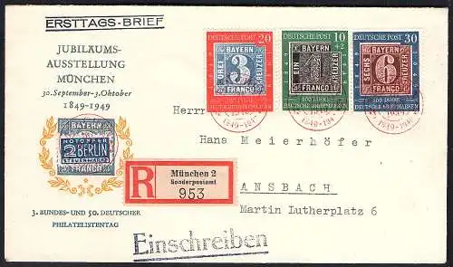 Bund FDC. Mi.-Nr. 113-115 als R-Fernbrief gelaufen.