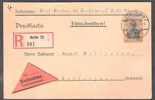 DR. R-Ausland-NN-Drucksachen-Karte mit Mi.-Nr. 88, seltene Verwendung.