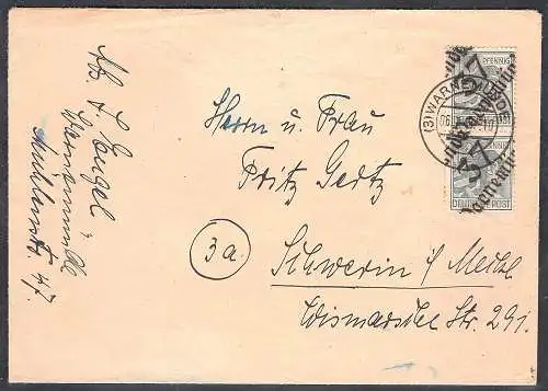 SBZ. Handstempel-Brief  MeF. Mi.-Nr. 170 /Bezirk 37 auf Fernbrief.