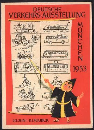 Bund Ereigniskarte zur Verkehrausstellung 1953 mit Mi.-Nr. 167-170