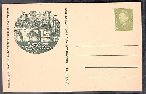 DR., Privatganzsache PP111/01 38. Philatelistentag Heidelberg 1932 ungebraucht.