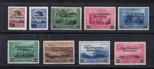 Dt. Besetzung 1939/45 Montenegro Mi.-Nr. 20 - 28 postfrisch, FA. Brunel.