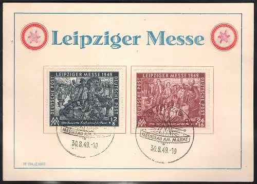 SBZ. Ereigniskarte Leipziger Messe 1949 mit Mi.-Nr. 240-241/FDC.