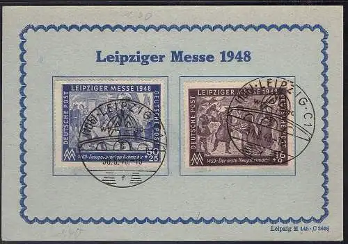 SBZ. Ereigniskarte Leipziger Messe 1948 mit Mi.-Nr.198-199