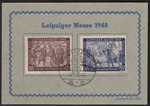 SBZ. Ereigniskarte Leipziger Messe 1948 mit Mi.-Nr.198-199