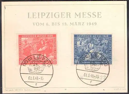 SBZ. Ereigniskarte Leipziger Messe 1949 mit Mi.-Nr. 230-231