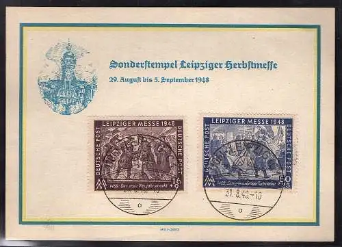 SBZ. Ereigniskarte Leipziger Messe 1948 mit Mi.-Nr. 198-199