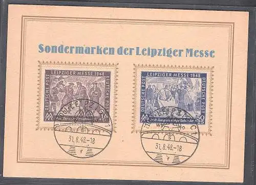 SBZ. Ereigniskarte Leipziger Messe 1948 mit Mi.-Nr. 198-199