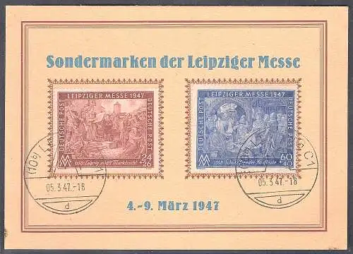 Ereigniskarte Leipziger Messe 1947 mit Mi.-Nr. 941-942. 