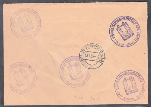 DDR: Verwaltungswertpost mit Dienst-Marke Mi.-Nr. 16