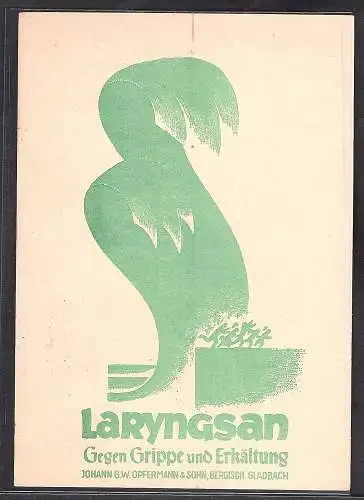 DR. ReklamekartebGrippe- und Erkältungs-Mittel Laryngsan M. Gladbach mit AFS.