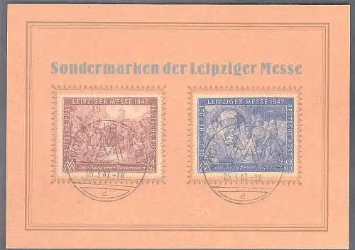 SBZ. Ereigniskarte Leipziger Messe 1947 mit Mi.-Nr. 941-942/FDC.