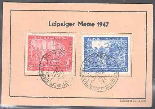 SBZ. Ereigniskarte Leipziger Messe 1947 mit Mi.-Nr. 965-966