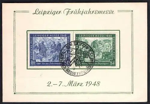 SBZ. Ereigniskarte Leipziger Messe 1947 mit Mi.-Nr. 967 + 968