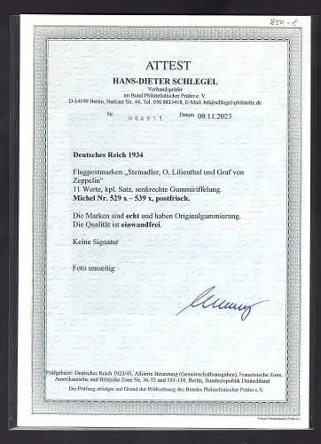 DR., Mi.-Nr. 529 - 539 X  postfrisch  FA. SchlegelBPP.