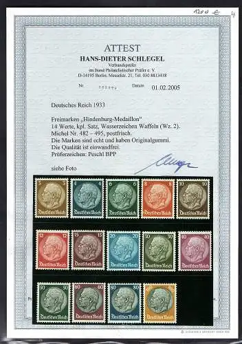 DR., Mi.-Nr. 482 - 495 postfrisch, FA. SchlegelBPP.