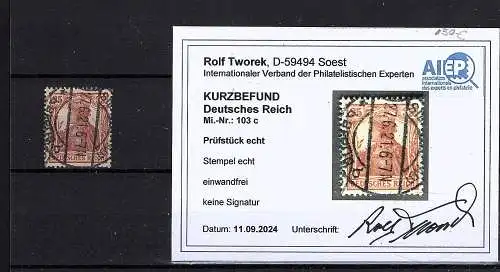 DR., Mi.-Nr. 103 c gestempelt, Kurzbefund. Tworek