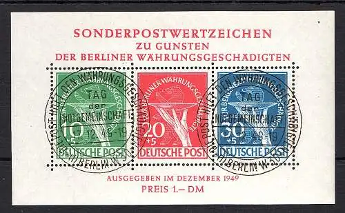 Berlin 1949, Blockausgabe, Mi-Nr. Block 1 PF. III, gest. mit ESSt, FA Schlegel.