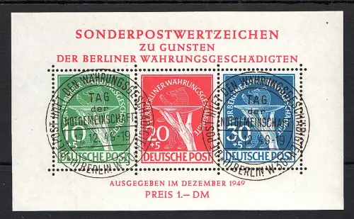 Berlin 1949, Blockausgabe, Mi-Nr. Block 1 PF. III, gest. mit ESSt, FA Schlegel.