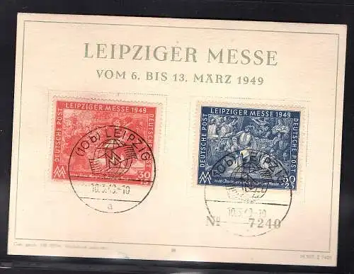 SBZ. Ereigniskarte Leipziger Messe 1949 mit Mi.-Nr. 230-231