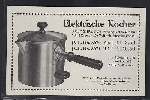 DR. Reklamekarte  Elektrischer Kocher.