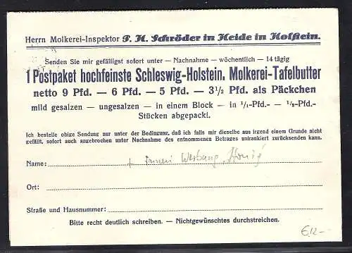 DR. Reklamekarte  Klappkarte Molkerei-Inspektor P.H. Schröder, Holstein.