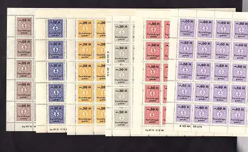  DDR Verwaltungsgebühr Marken komplette Bogen 0,5-5 Mark. postfrisch.
