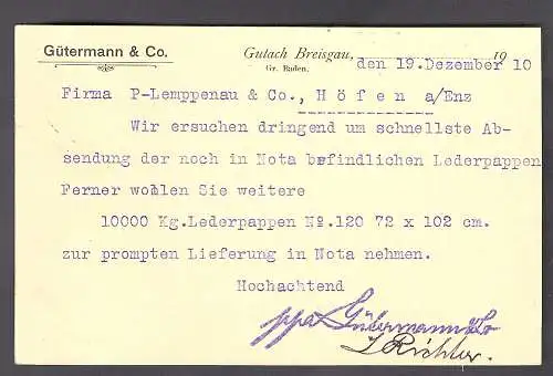 DR. Ganzsache mit priv.  Zudruck. Gütermann & Co.