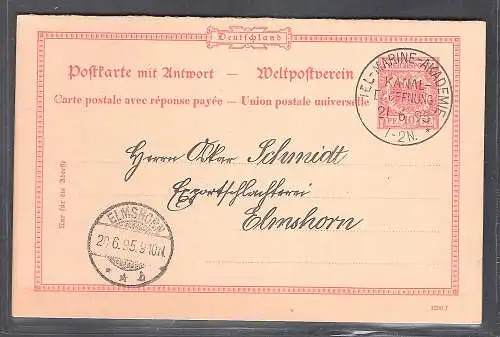 DR. Krone-Adler GS+Antwort. mit SSt. Kanal-Eröffnung Kiel -Marine-Akademie 1895.