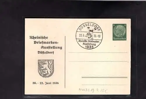 DR., Privatganzsache Rheinische briefmarken-Ausstellung, PP127-C19 gestempelt.