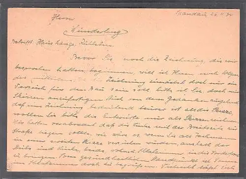 DR. Ortskarte mit dem Stempel "Aus den Bahnhofbriefkasten Berlin Spandau"