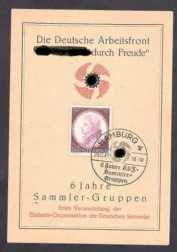 DR. Gedenkblatt 6 Jahre KdF. mit Mi.-Nr.810