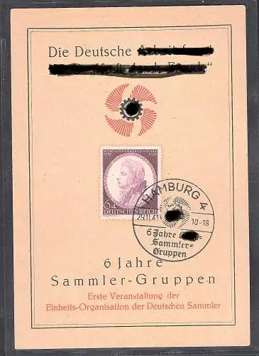 DR. Gedenkblatt 6 Jahre KdF. mit Mi.-Nr.810