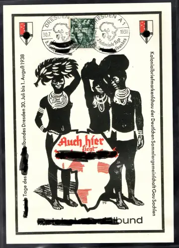 DR. Gedenkblatt Reichskolonialbund mit Mi.-Nr. 660